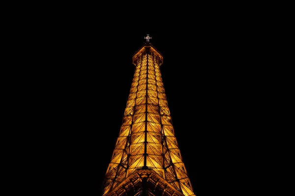 Tour Eiffel Emblématique Avec Lumières Allumées Nuit Vue Depuis Quai — Photo