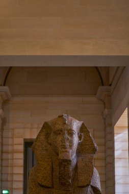 Müzedeki mermer Mısır sfenksi - Paris, Fransa