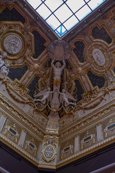 Krásný Barokní Strop Louvru Paříž Francie — Stock fotografie