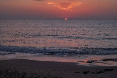 Pembe Renkli Güzel Günbatımı - Esposende, Portekiz - Atlantik Okyanusu