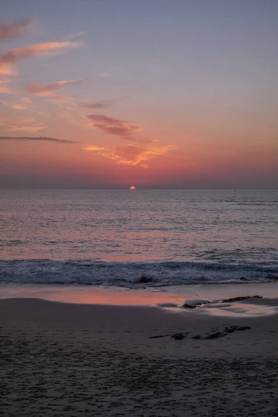 Pôr Sol Bonito Com Tom Rosa Esposende Portugal Oceano Atlântico — Fotografia de Stock