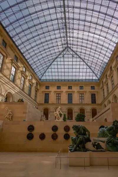 Cour Marly Las Esculturas Museo París Francia Vidrio Techo Hierro — Foto de Stock