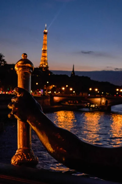 Vista Torre Eiffel Pont Alexandre Iii Famosa Ponte Sobre Rio — Fotografia de Stock