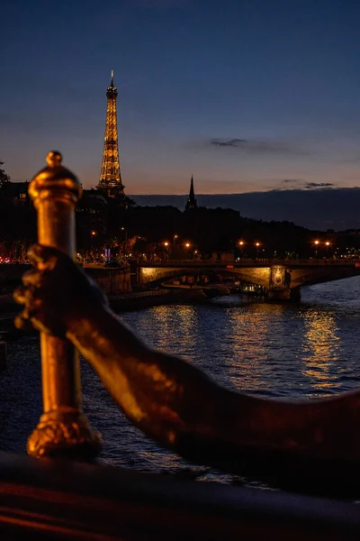 Vista Torre Eiffel Desde Pont Alexandre Iii Famoso Puente Sobre — Foto de Stock