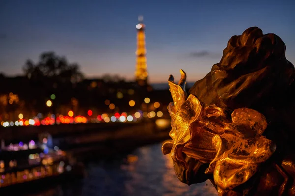 Vista Torre Eiffel Desde Pont Alexandre Iii Famoso Puente Sobre — Foto de Stock