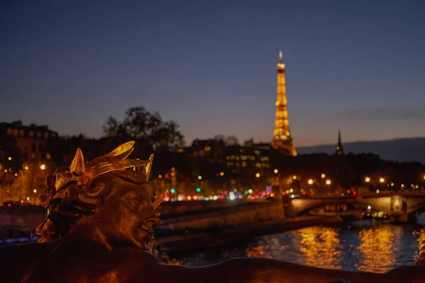 Blick Auf Den Eiffelturm Von Der Pont Alexandre Iii Der — Stockfoto