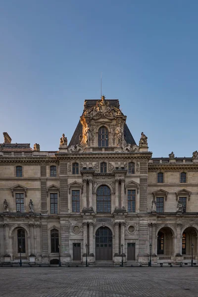Pohled Slavné Louvre Muzeum Při Východu Slunce Nejnavštěvovanější Muzeum Světě — Stock fotografie