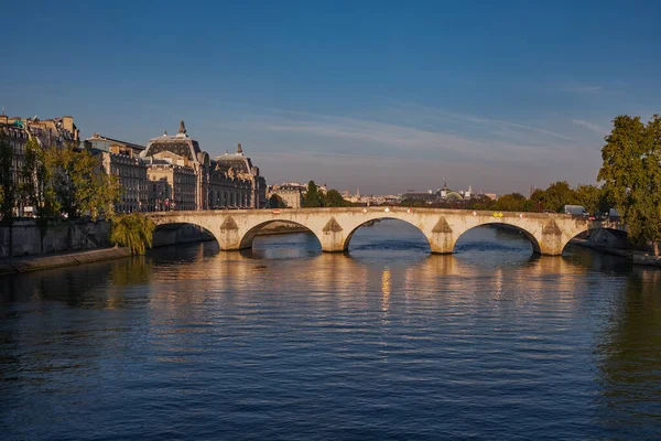 Pont Neuf Sobre Río Sena Amanecer Puente Más Antiguo París —  Fotos de Stock