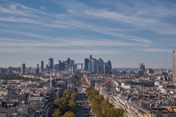Letecký Panoramatický Pohled Champs Elyses Vrcholu Vítězného Oblouku Paříž Francie — Stock fotografie