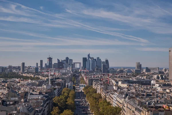 Vista Aérea Panorama Dos Campos Elíses Alto Arco Triunfo Paris — Fotografia de Stock