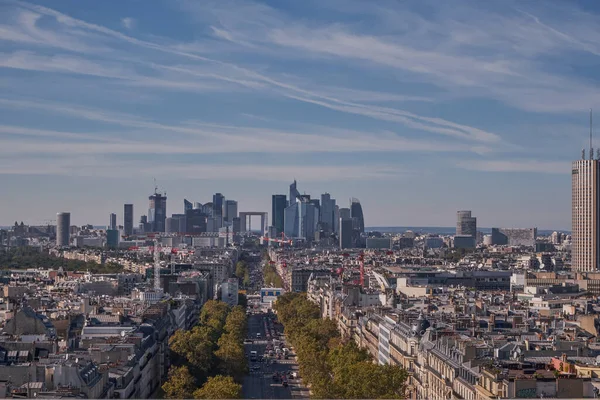 Zafer Takı Nın Zirvesinden Şanzelize Hava Panorama Manzarası Paris Fransa — Stok fotoğraf