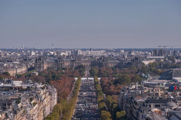 Vue Aérienne Panorama Des Champs Elyses Depuis Haut Arc Triomphe — Photo