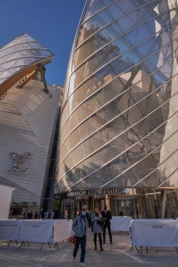 Modern architecture of Louis Vuitton Foundation (American architect Frank Gehry), art museum and cultural center in Paris, France