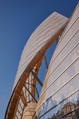 Modern architecture of Louis Vuitton Foundation (American architect Frank Gehry), art museum and cultural center in Paris, France