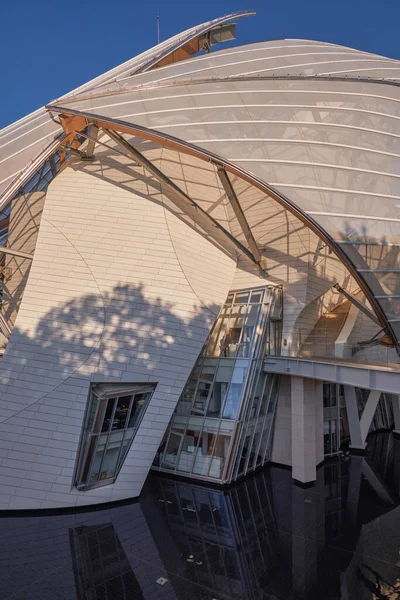 Modern architecture of Louis Vuitton Foundation (American architect Frank Gehry), art museum and cultural center in Paris, France