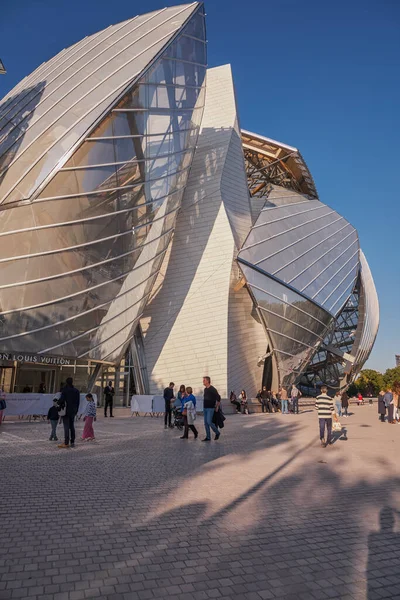 Modern architecture of Louis Vuitton Foundation (American architect Frank Gehry), art museum and cultural center in Paris, France
