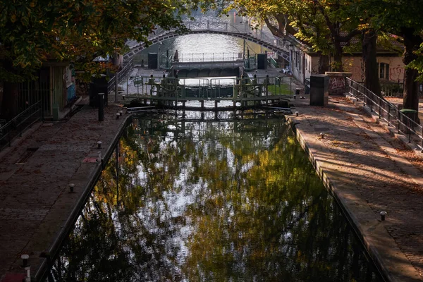 Der Ruhige Und Malerische Canal Saint Martin Morgen Paris Frankreich — Stockfoto