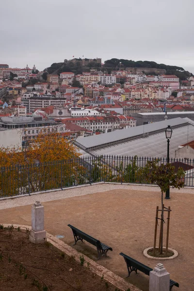 Tramwaj Zabytkowy Pokryty Graffitti Gloria Funicular Lizbonie Portugalia — Zdjęcie stockowe