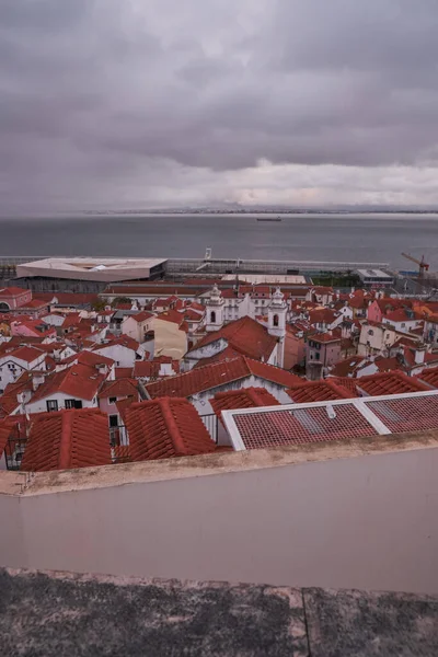 Widok Panoramiczny Punkt Widokowy Santa Luzia Miradouro Widokiem Stare Miasto — Zdjęcie stockowe
