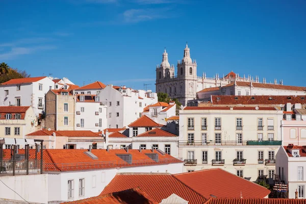 Panoráma Nézet Santa Luzia Kilátó Miradouro Kilátás Alfama Óvárosra Lisszabon — Stock Fotó