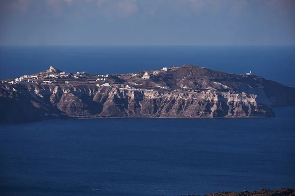 Vue Aérienne Panoramique Village Akrotiri Dans Île Santorin Grèce Maisons — Photo