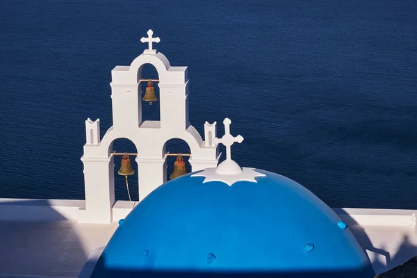 Famosa Igreja Agios Theodoros Conhece Como Três Sinos Fira Dos — Fotografia de Stock