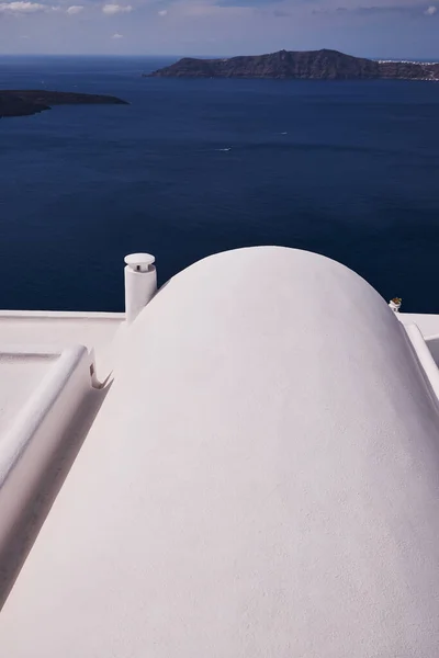 希腊圣托里尼岛美丽的白色平台 卡尔德拉海景 爱琴海 — 图库照片