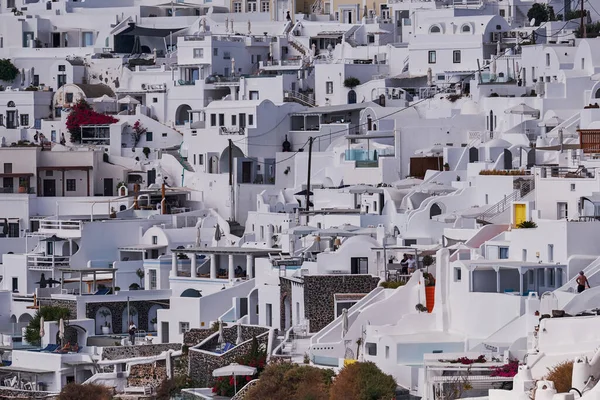 Vista Aérea Panorámica Aldea Imerovigli Isla Santorini Grecia Casas Blancas — Foto de Stock