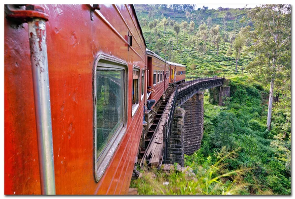 Comboio e ponte, Sri Lanka — Fotografia de Stock