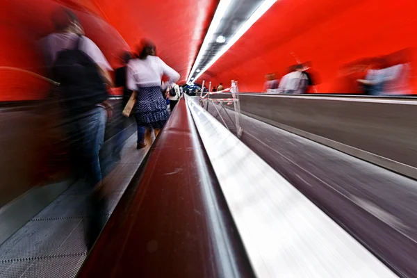 Passenger in the subway station, blurred motion. Stock Photo