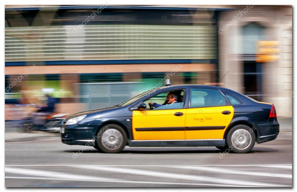 Ypical Taxi Yellow And Black In Barcelona Spain Stock Editorial