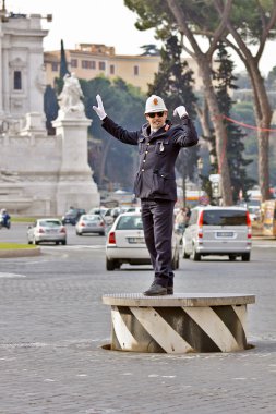 Traffic police officer in Rome, Italy clipart
