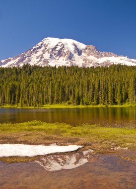 el lago reflexión y mt rainier