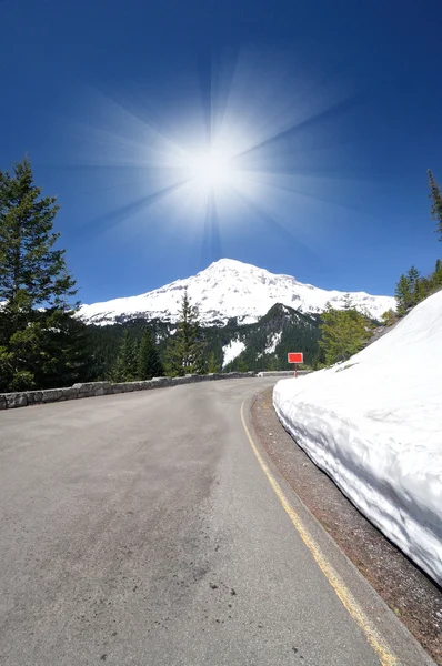 Beautiful view of Mount hood from road