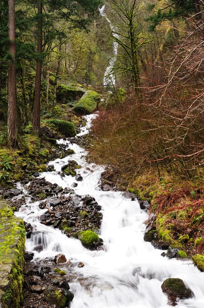 A Horizontal view Wahkeena Falls at Columbia river Gorge, Oregon — Foto de Stock