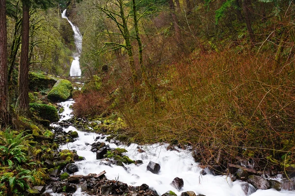 A Horizontal view Wahkeena Falls at Columbia river Gorge, Oregon — Fotografia de Stock