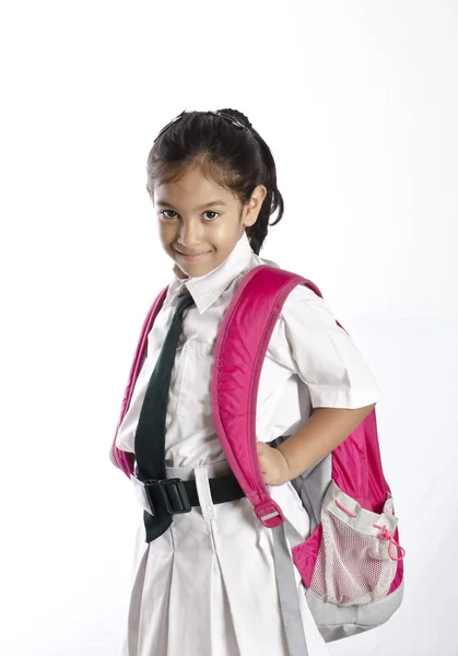 Tyttö valmis kouluun. — kuvapankkivalokuva