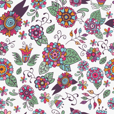 Beyaz arka planda kusursuz çiçek deseni