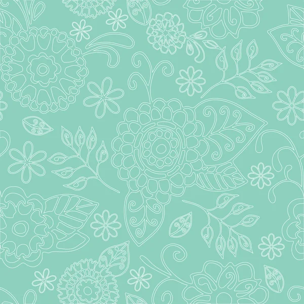 Seamless Floral Pattern On Green Background — Stock Vector