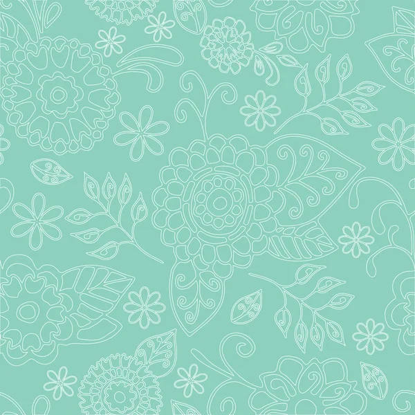 Patrón floral sin costuras sobre fondo verde — Vector de stock