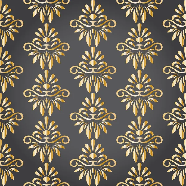 Simless gouden ornament patroon op zwarte achtergrond — Stockvector
