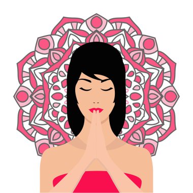 mandala arka planda ile meditasyon pratik kız