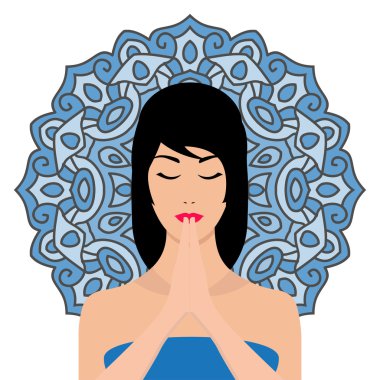 mandala arka planda ile meditasyon pratik kız