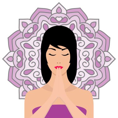 mandala arka planda ile meditasyon pratik kız