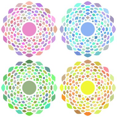 Set Of 4 Vector Circle Floral Ornament For Design