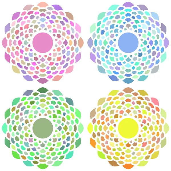 Conjunto de 4 Vector Circle ornamento floral para el diseño — Archivo Imágenes Vectoriales