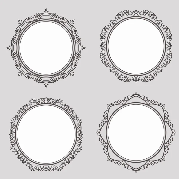 Set Of Circle Ornate Frames — Stock Vector