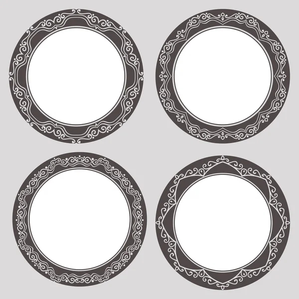 Set Of Circle Ornate Frames — Stock Vector