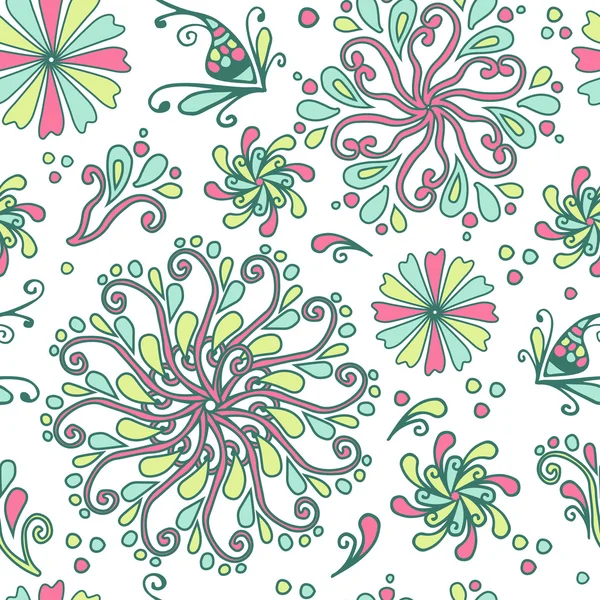 Patrón floral sin costuras sobre fondo blanco — Vector de stock