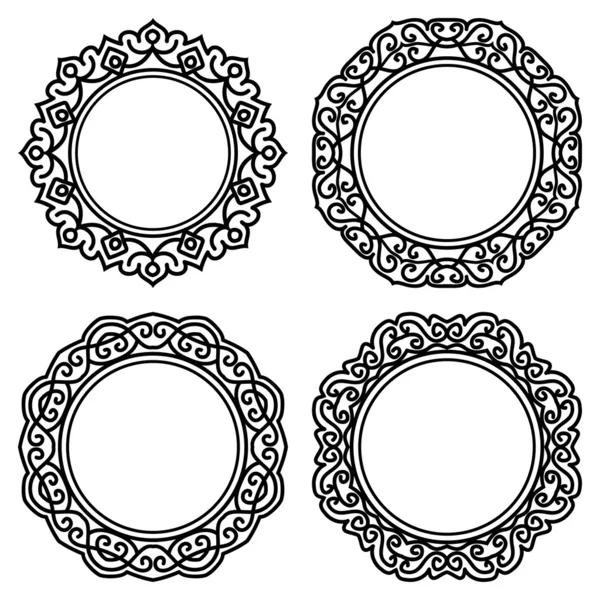 Set Of Circle Ornate Frames — Stock Vector